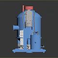 Industrial Blue Equipment with Red Top Motor Control Panel and Base Platform 3d model