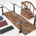 Sports Equipment Set With Parallel Bars Wooden Stairs And Training Mats For Fitness