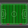 Detailed Miniature Soccer Field Model With Green Turf Fence Goalposts And Lighting