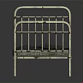 Vintage White Metal Frame Single Bed With Gray Mattress And Dark Blanket