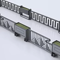 Stylish Modern Geometric Pattern Railings With Planter Boxes And Green Plants