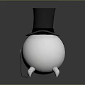 White Spherical Electronic Appliance With Black Top Hat Strap Round Button And Three White Feet
