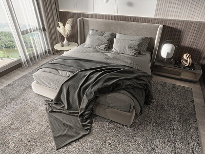 Modern Double Bed 3d model