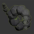 Mythical Stone Dragon Creature With Green Glowing Features Horns And Sharp Teeth 3d model
