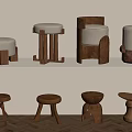 Middle Style Stool Round Stool Sofa Stool Shoe Changing Stool 3d model