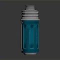 Turquoise Cylindrical Storage Container With Silver Lid And Metal Clasps