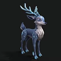Cute Blue Cartoon Deer With Frosty Antlers And Spotted Body Design