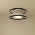 Modern Circular Ceiling Light With Black Frame And White Illuminated Shade 3d model