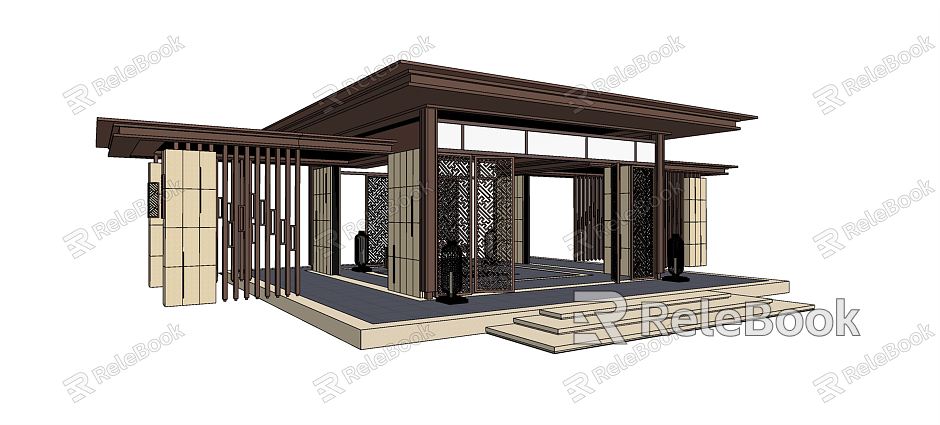 New Chinese-style Corridor Frame Residential Corridor Frame model