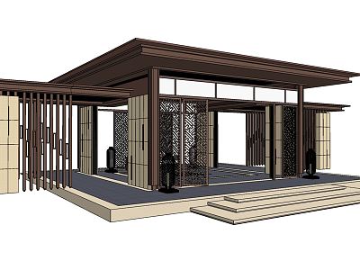 New Chinese-style Corridor Frame Residential Corridor Frame model