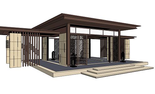 New Chinese-style Corridor Frame Residential Corridor Frame 3d model