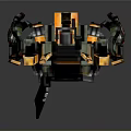 Futuristic Mechanical Robot Character With Yellow Black Armor Holding Sword In Standing Stance