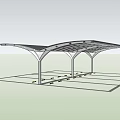 Modern Outdoor Curved Roof Canopy For Car Parking With Support Columns