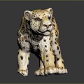 Yellow Leopard Figurine With Black Spots In Standing Pose On Black Background 3d model