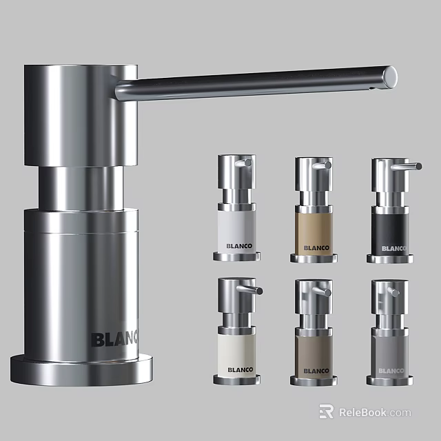 BLANCO Modern Stainless Steel Bathroom Accessories with Assorted Color Soap Dispensers 3d model 