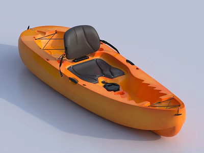 Orange Recreational Kayak With Black Seat And Comfortable Cockpit Design 3d model