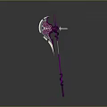 Ornate Purple And White Weapon Featuring Intricate Spiral Patterns On Long Handle