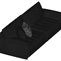 Modern Black Leather Multi-person Sofa With Decorative Pillows And Structured Tufted Design 3d model