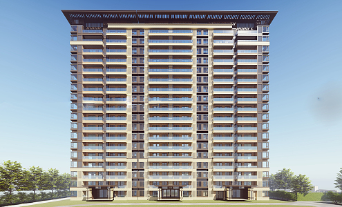 New Chinese-style Residential Building High-rise Residential Building 3d model