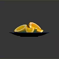 Fresh Sliced Lemon on a Blue Glass Plate with Juicy Segments
