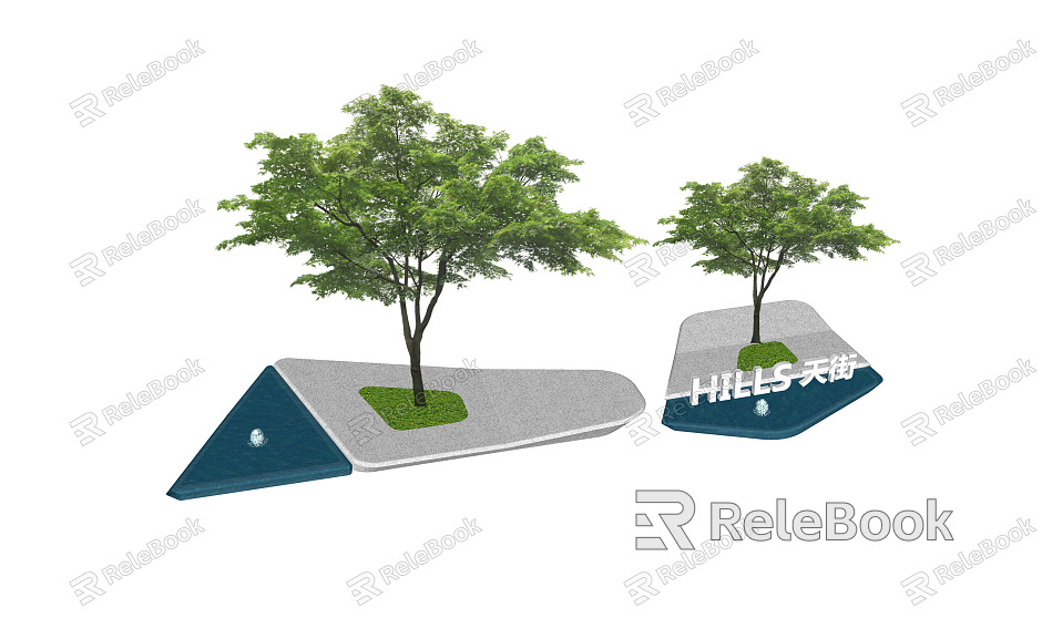 Modern Tree Pond Special-shaped Drop Water Pond Characteristic Commercial Axis Entrance Waterscape Tree model