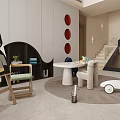 Batman Themed Kids Playroom With Easel Small Table Chairs And Toy Car