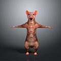 Standing Fictional Creature Character With Orange Ears Patterned Body And Outstretched Arms