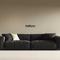 Poliform Black Sectional Sofa In Beige Wall Interior With Dark And Light Accent Pillows 3d model