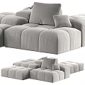 Modern Gray Sectional Sofa With Plush Fabric Cushions And Modular Design 3d model