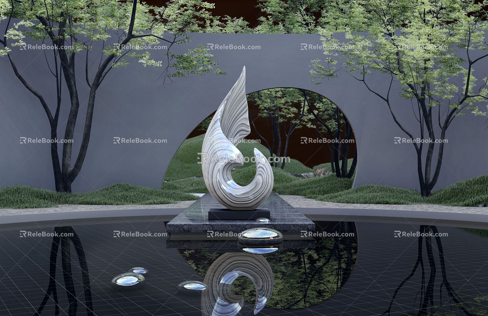 Modern Urban Sculpture Sculpture Abstract Sculpture Landscape Sculpture Stainless Steel Sculpture Waterscape Sculpture model