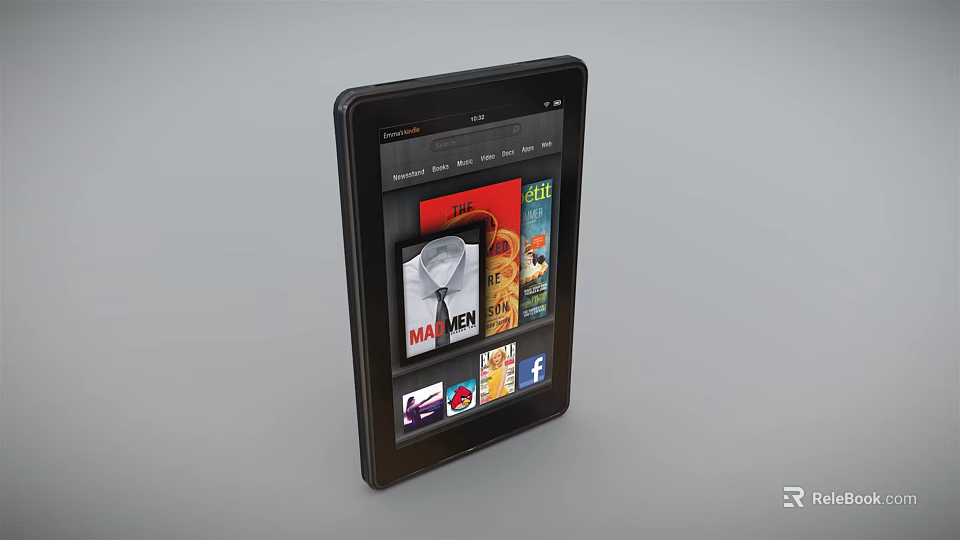 Sleek Modern Tablet Computer Displaying Digital Magazines And App Icons On Screen 3d model