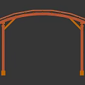 Modern Orange Pergola With Grid Lattice Roof and Supporting Columns for Outdoor Design