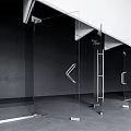 Transparent Glass Double Doors With Modern Metal Handles And Dark Wall Background