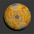 Traditional Yellow Lantern With Dragon Pattern And Red Tassel Furniture Decoration