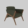 Elegant Modern Green Fabric Accent Chair With Wooden Frame And Curved Armrests
