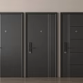 Contemporary Black Security Doors With Unique Panel Patterns And Secure Lock Handles
