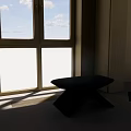 Modern Black Stool With Unique Cross Structure In Indoor Light Colored Floor Environment 3d model