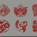 Traditional Chinese Paper Cuttings With Red Lucky Characters Animal Patterns And Folk Art