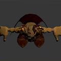3D Fantasy Goblin Creature With Pointed Ears Long Beard Tattered Red Cloak And Brown Shoes
