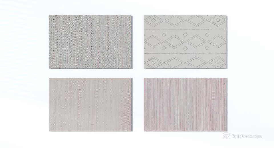 Square Rugs With Striped And Geometric Patterns In Soft Color Tones 3d model