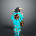 Blue Decorative Crow Sculpture With Intricate Pattern And Gold Accents