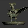 Antique Bronze Bird Shaped Decorative Ornament Set With Tray For Home Decor