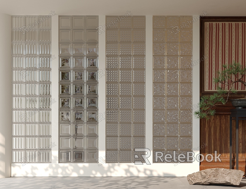 Modern glass brick partition model