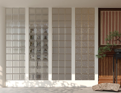 Modern glass brick partition 3d model