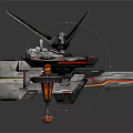 Futuristic Sci-Fi Aircraft Equipment With Spiked Wings Gray Red Black Details