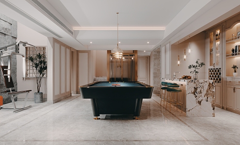 Light Luxury Billiards Room 3d model