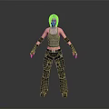 Action Ready Woman In Gray Tank Top Black Arm Guards And Dark Cargo Pants