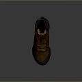 Brown High Top Hiking Shoes With Mesh Upper And Green Sole Design