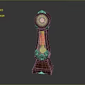 Elegant Wooden Grandfather Clock With Carved Details Round Dial And Decorative Base