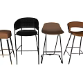 Modern Leather Bar Stools With Black And Brown Seats And Metal Legs